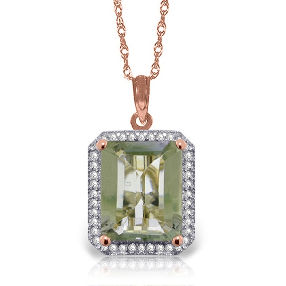 NECKLACE WITH NATURAL DIAMONDS & GREEN AMETHYST